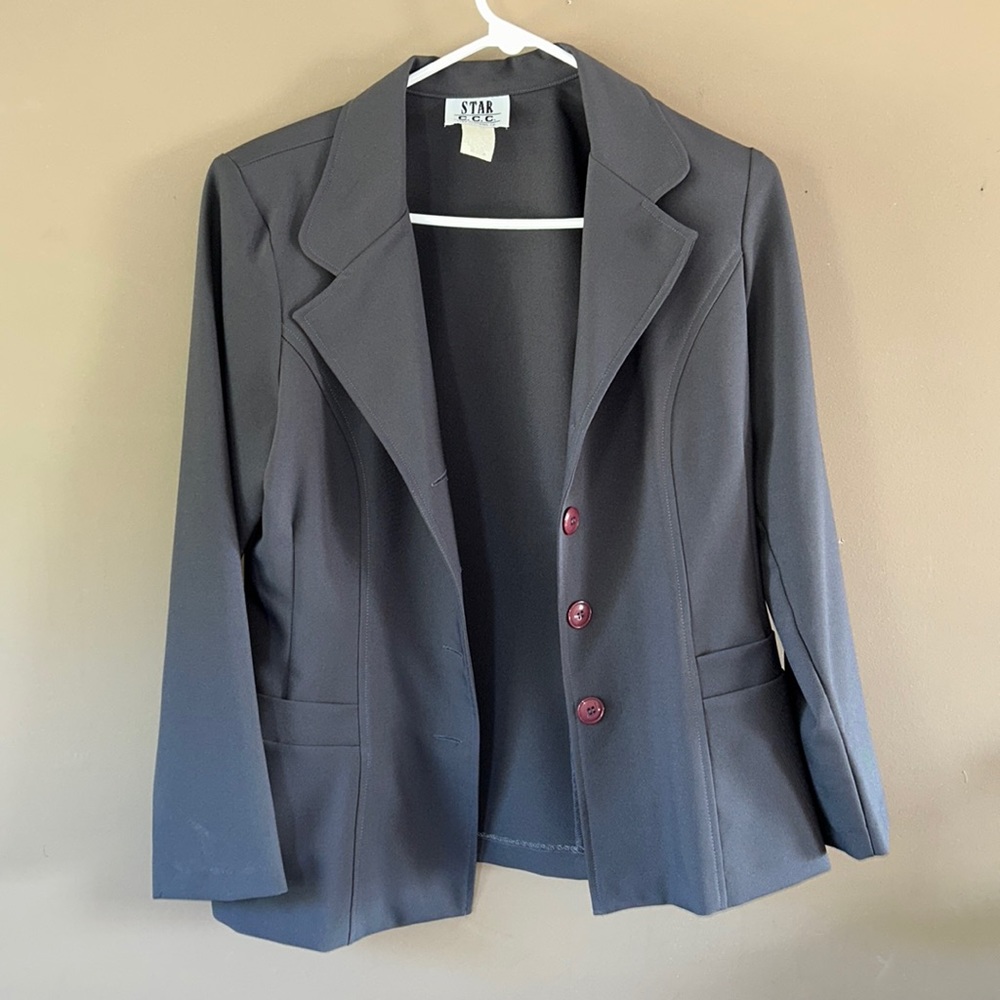Gray blazer with matching a miniskirt